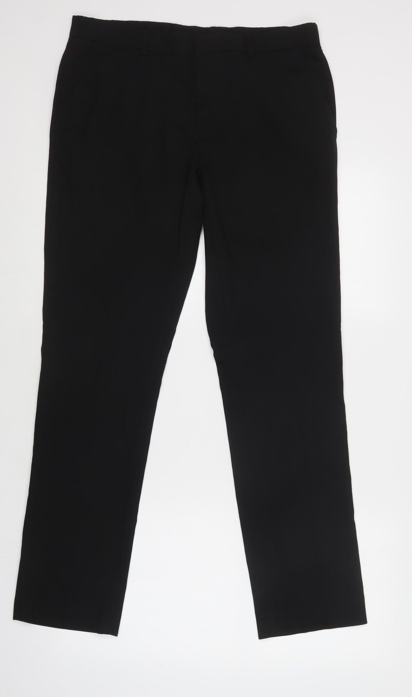 Topman Mens Black  Polyester Dress Pants Trousers Size 34 L32 in Regular Hook & Loop