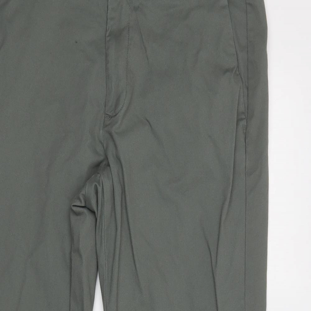 TU Mens Green  Cotton Chino Trousers Size 36 L30 in Regular Button