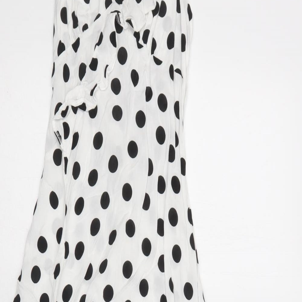 ASOS Womens White Polka Dot Viscose Maxi  Size 8  Halter Zip