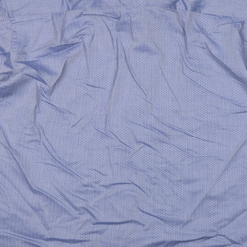 Olymp Mens Blue Polka Dot Cotton  Dress Shirt Size 16 Collared Button
