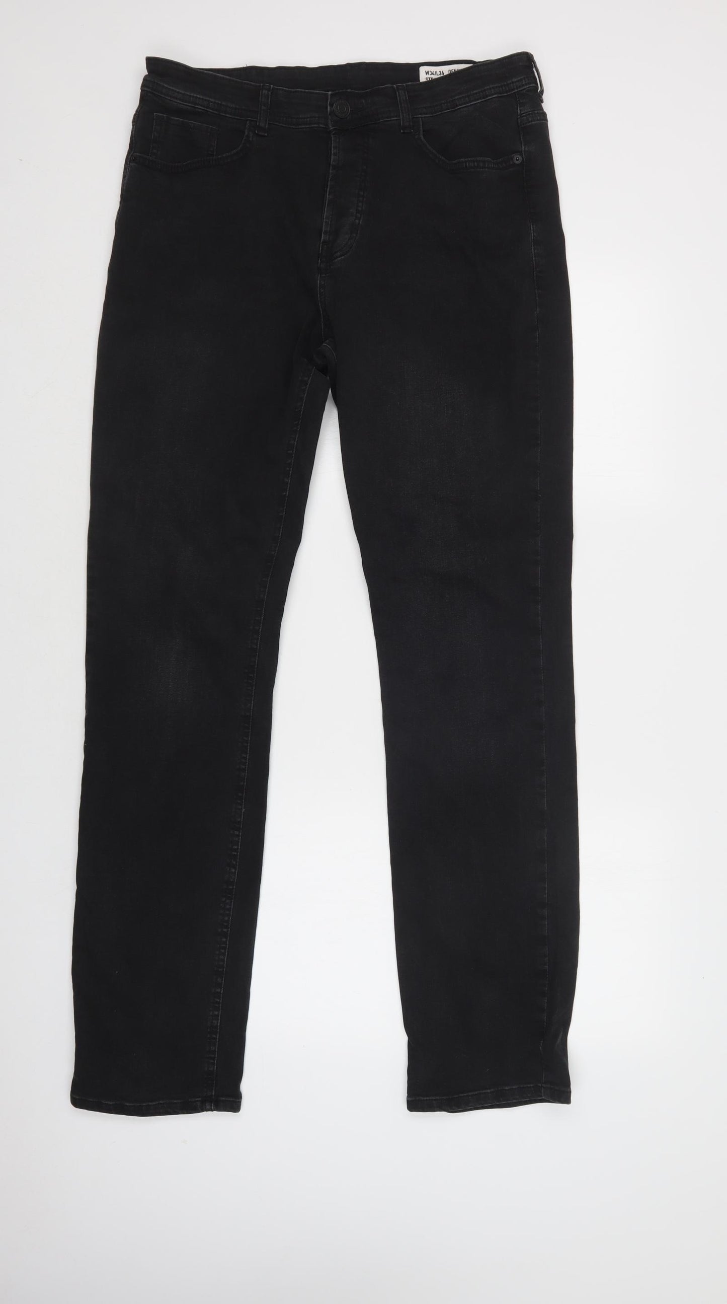 Primark Mens Black  Cotton Skinny Jeans Size 34 L34 in Regular Button