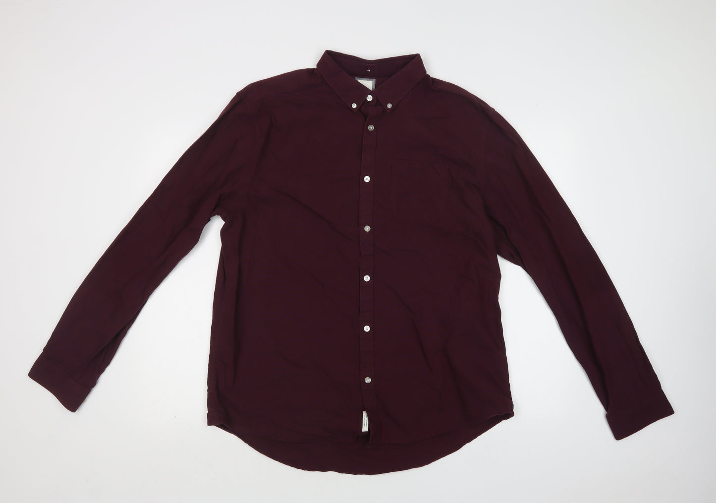 River Island Mens Purple  Cotton  Button-Up Size XL Collared Button