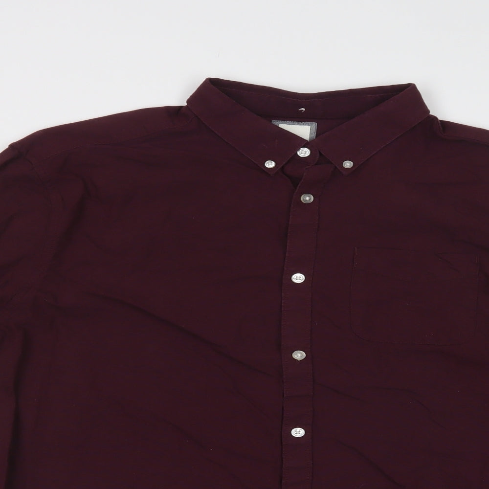 River Island Mens Purple  Cotton  Button-Up Size XL Collared Button