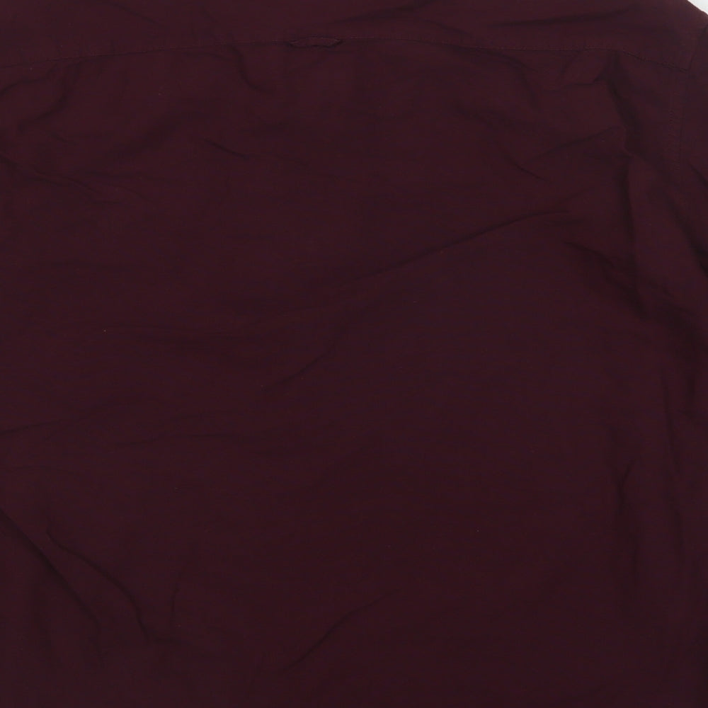 River Island Mens Purple  Cotton  Button-Up Size XL Collared Button