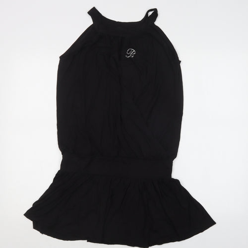 Bambolita Womens Black  Viscose Tunic Blouse Size L Round Neck
