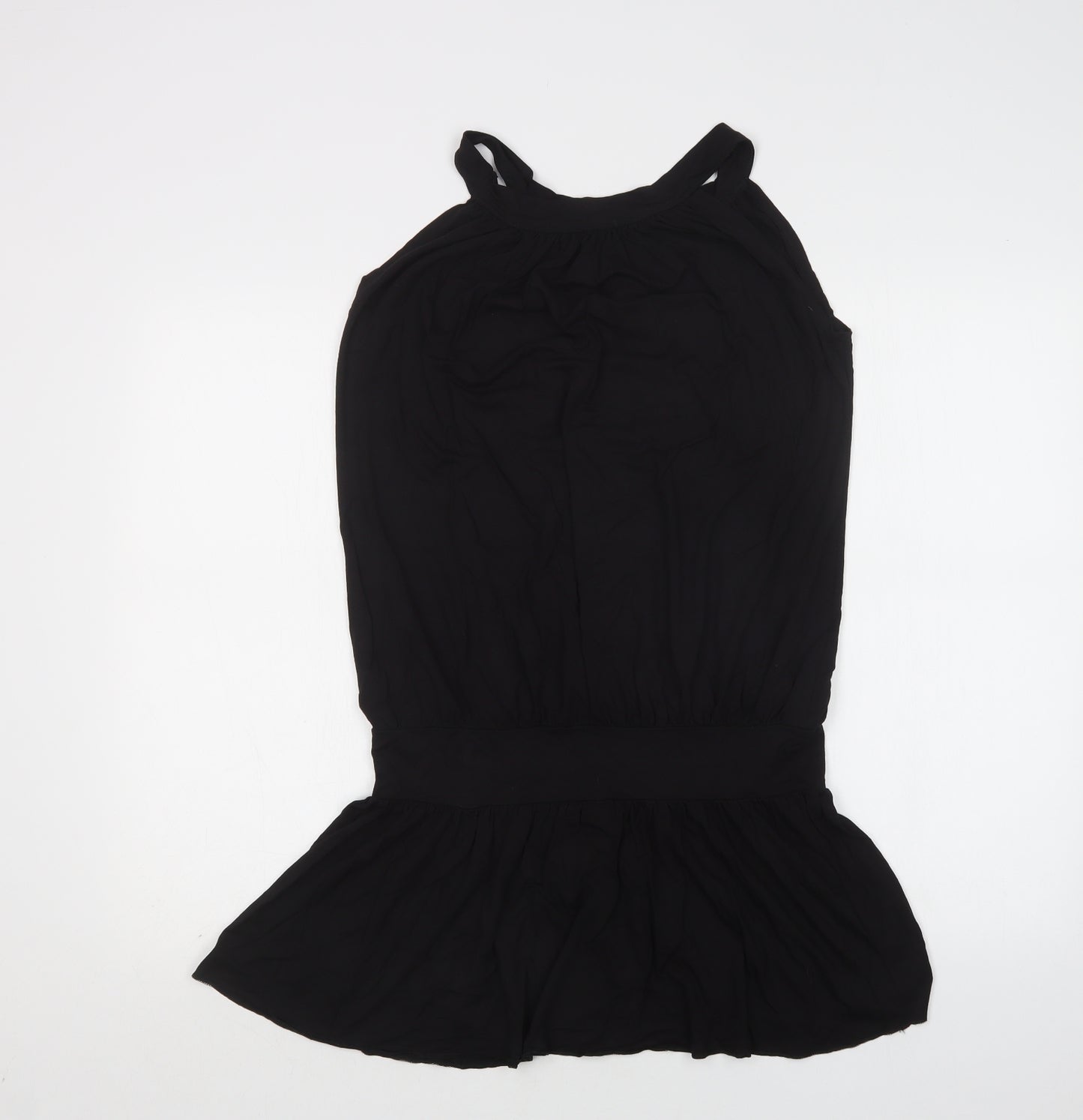 Bambolita Womens Black  Viscose Tunic Blouse Size L Round Neck