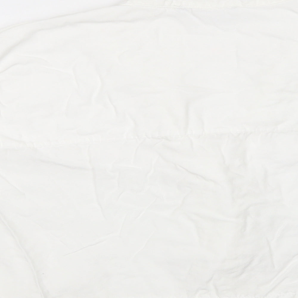 Zara Womens White  Lyocell Basic Button-Up Size L Collared