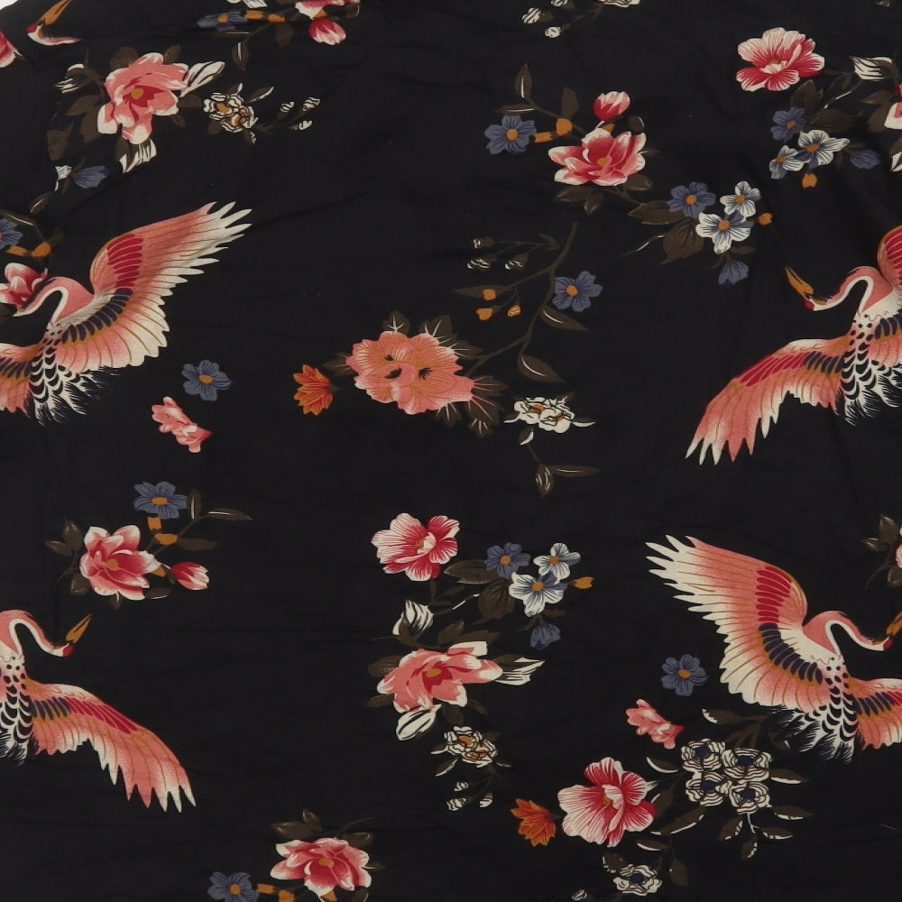 Aptro Mens Black Floral Cotton  Button-Up Size 3XL Collared Button
