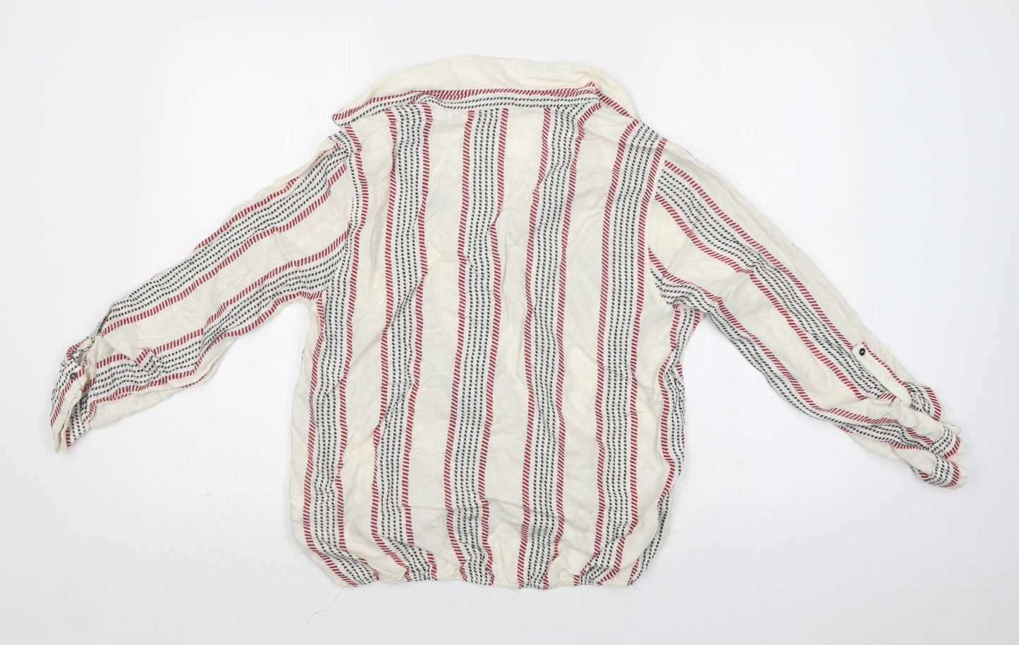 River Island Womens White Striped Viscose Basic Blouse Size 14 V-Neck