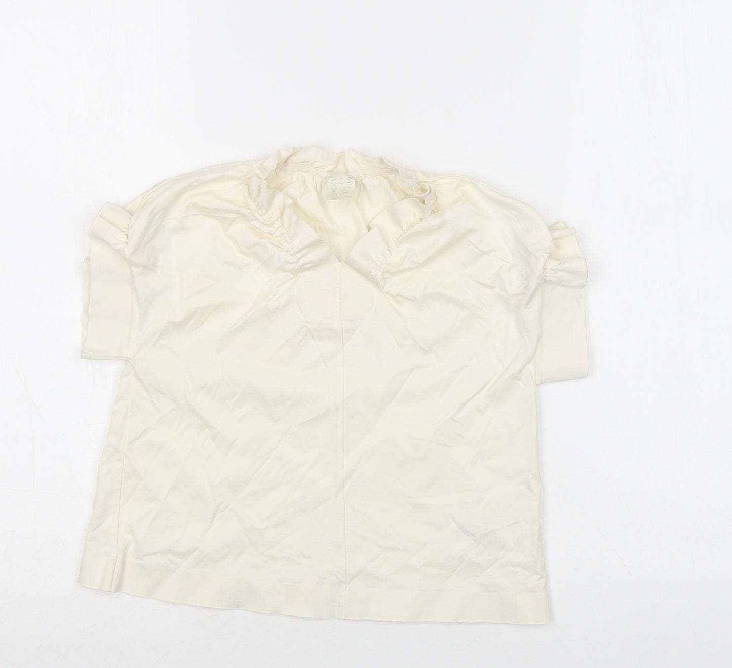 COS Girls Ivory  Cotton Basic Blouse Size 5-6 Years V-Neck