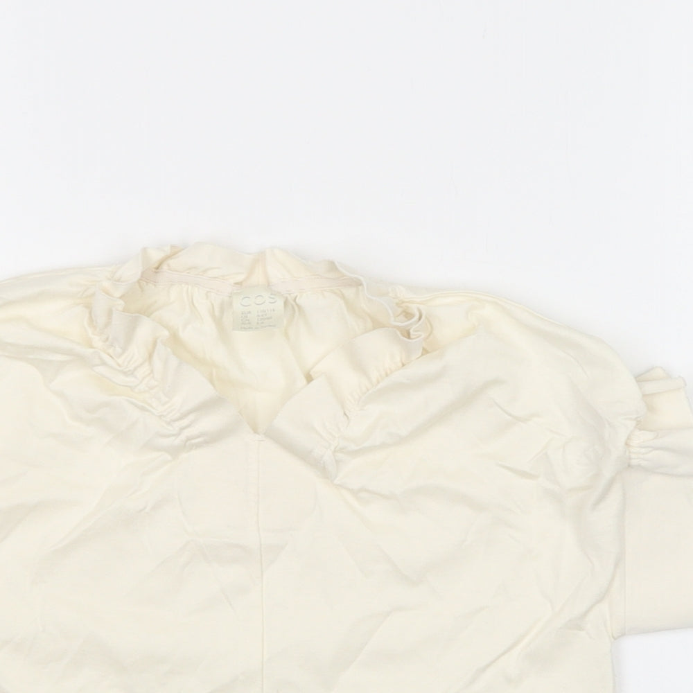 COS Girls Ivory  Cotton Basic Blouse Size 5-6 Years V-Neck