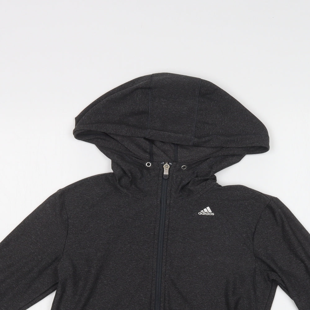adidas Womens Grey  Polyester Full Zip Hoodie Size XS  Zip
