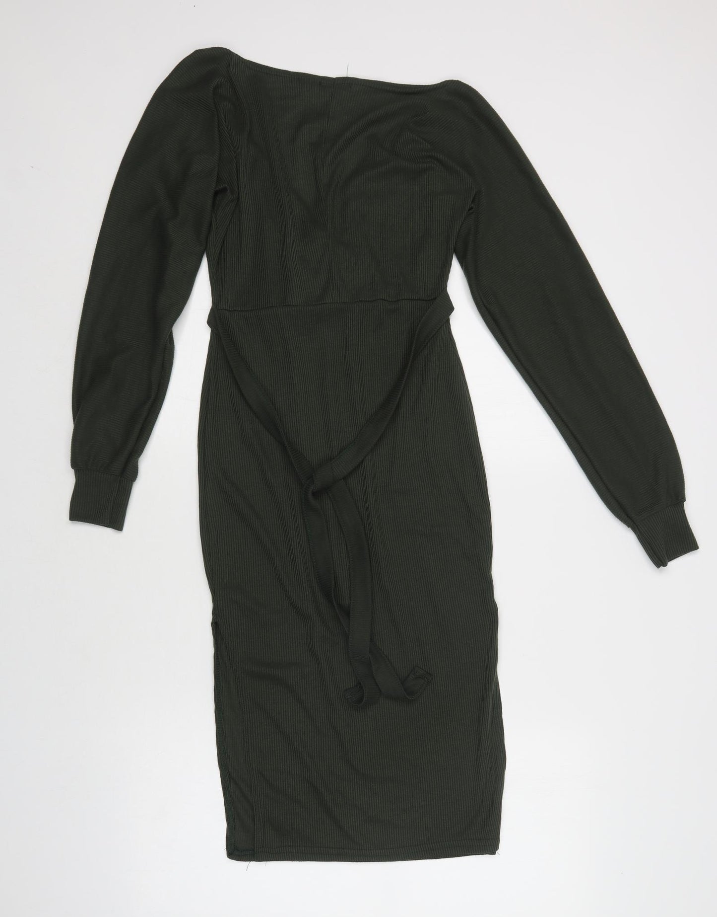 Boohoo Womens Green  Polyester Bodycon  Size 10  V-Neck