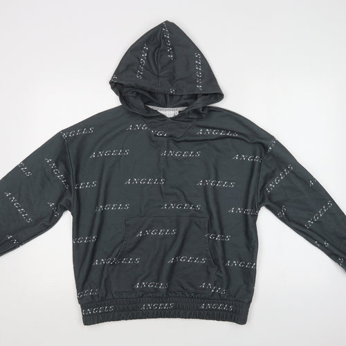 City of Angels Womens Grey Geometric Polyester Pullover Hoodie Size S