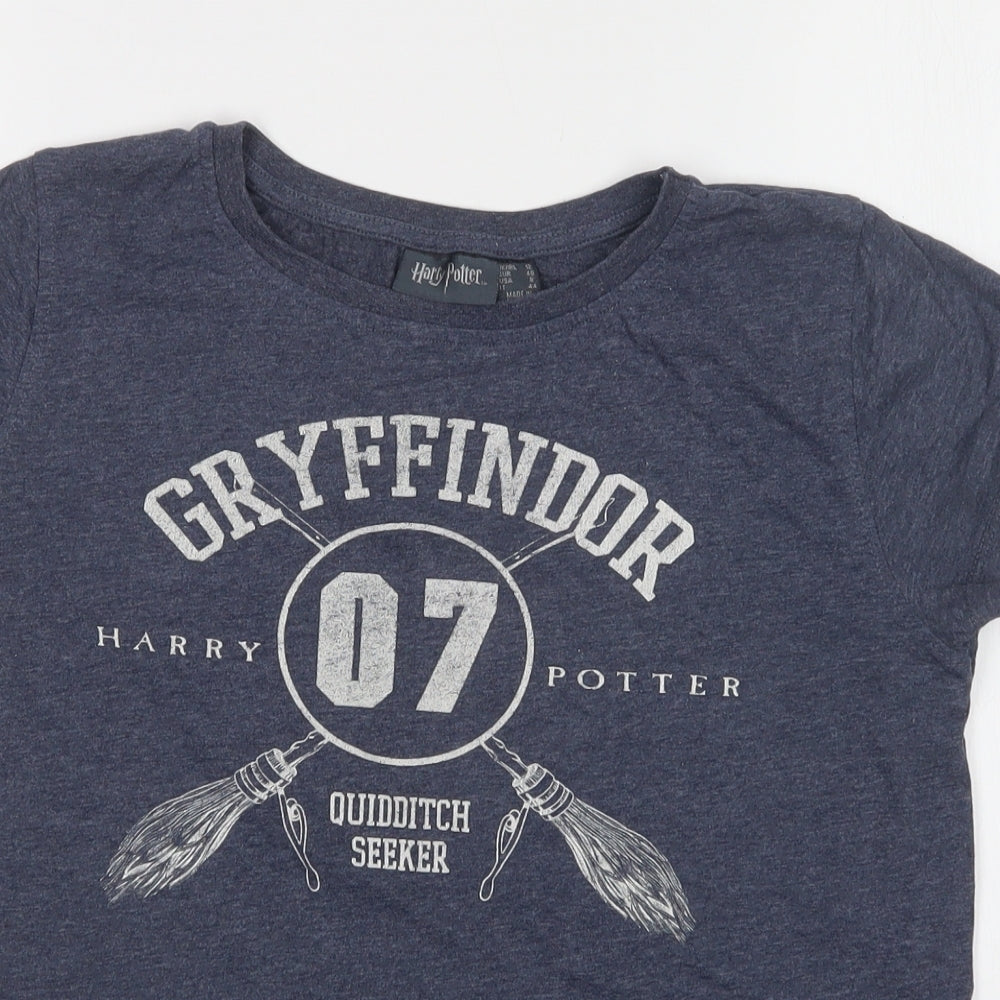 Primark Womens Blue  Cotton Basic T-Shirt Size 12 Crew Neck - Harry Potter