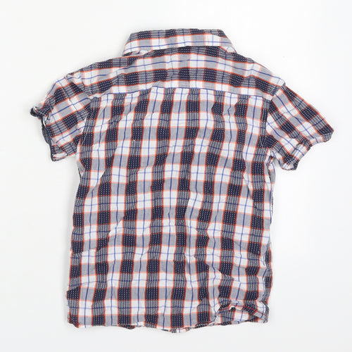 George Boys Blue Check Cotton Basic Button-Up Size 6-7 Years Collared Button - Orange