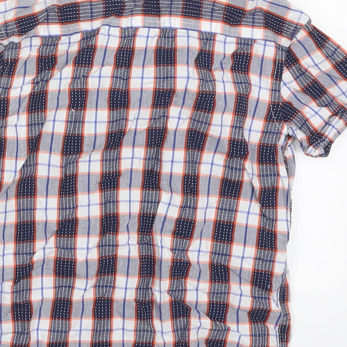 George Boys Blue Check Cotton Basic Button-Up Size 6-7 Years Collared Button - Orange
