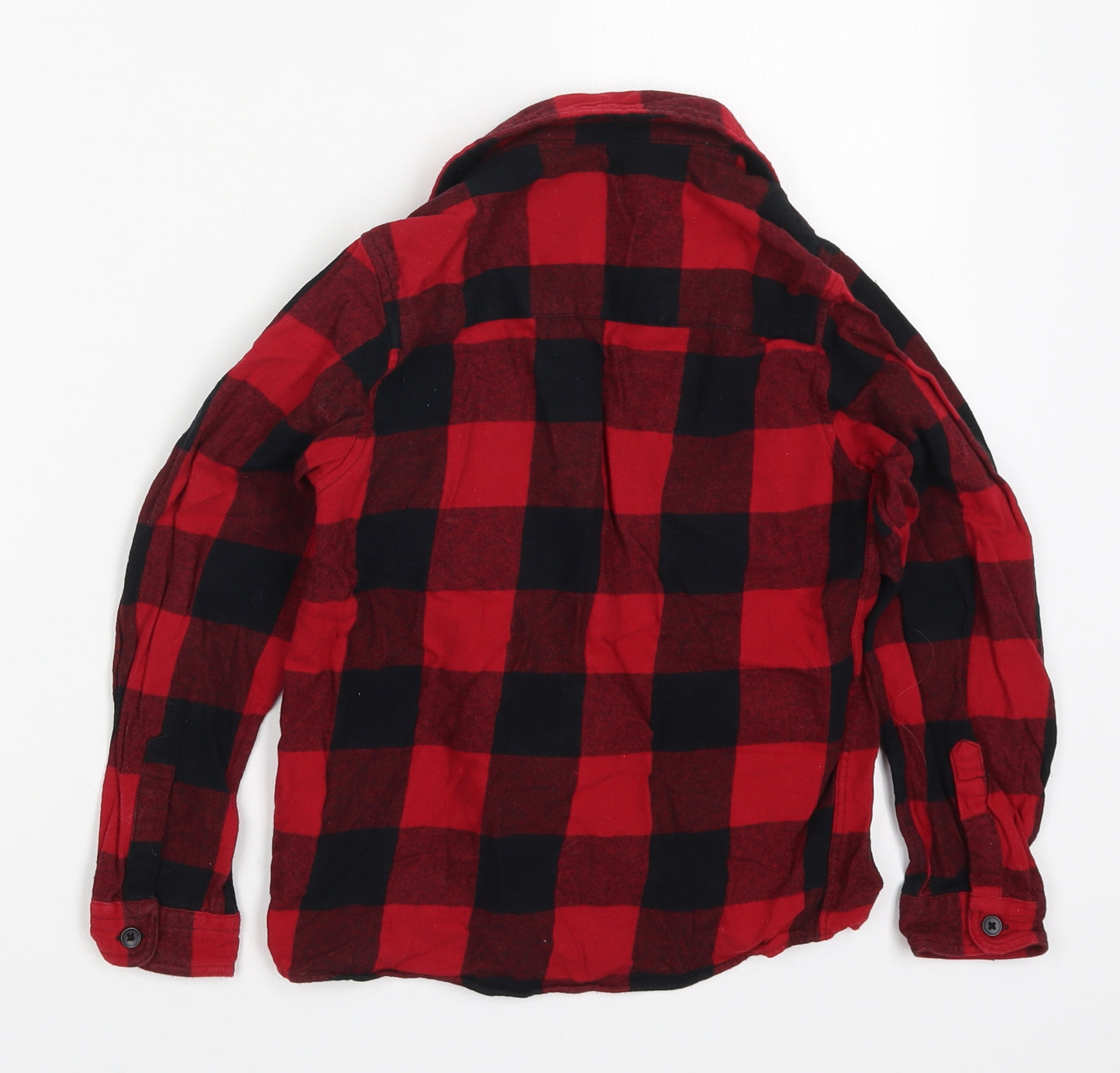 Primark Boys Red Check Cotton Basic Button-Up Size 8-9 Years Collared Button