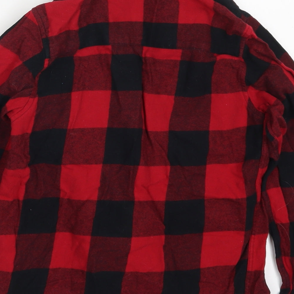 Primark Boys Red Check Cotton Basic Button-Up Size 8-9 Years Collared Button