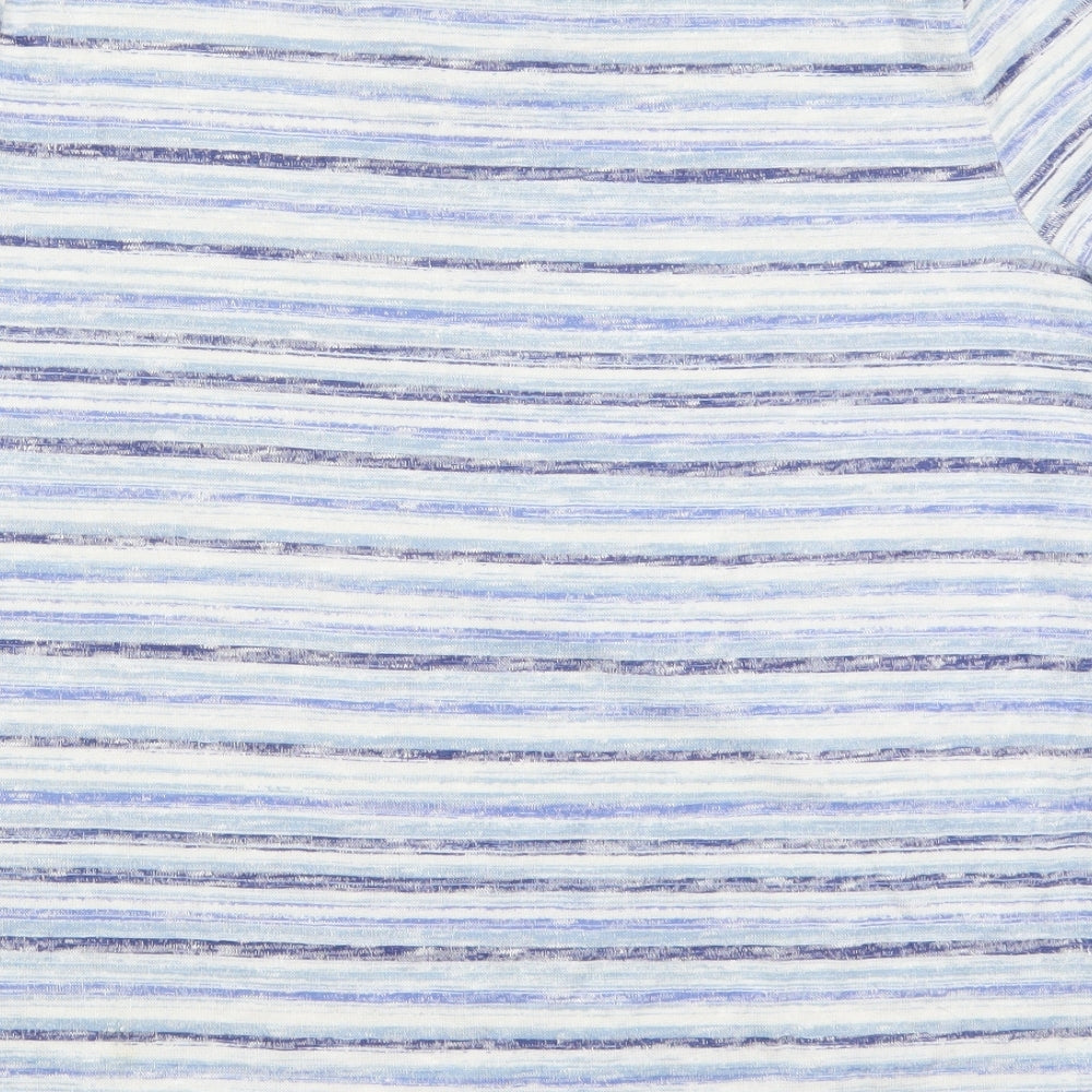 Bonmarché Womens Blue Striped Polyester Basic T-Shirt Size 18 Round Neck