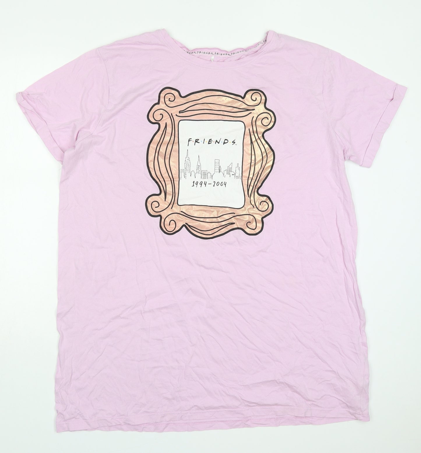 Primark Womens Pink Solid Cotton Top Pyjama Top Size 18   - Friends