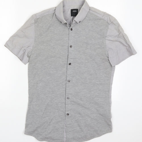 Burton Mens Grey  Cotton  Button-Up Size S Collared Button