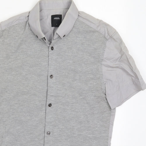 Burton Mens Grey  Cotton  Button-Up Size S Collared Button