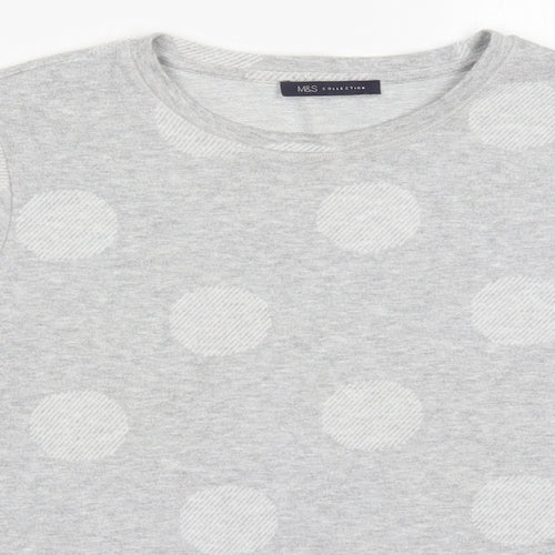 Marks and Spencer Womens Grey Round Neck Polka Dot Polyester Pullover Jumper Size 14