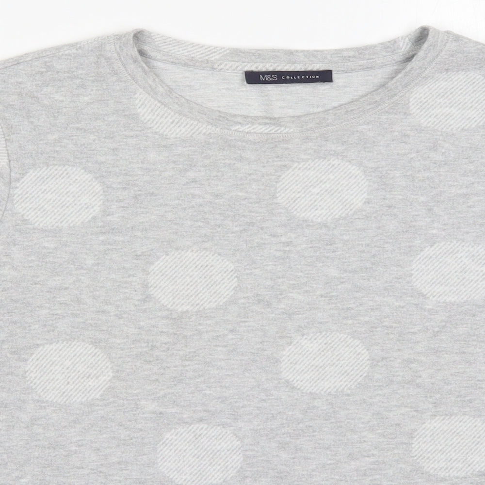 Marks and Spencer Womens Grey Round Neck Polka Dot Polyester Pullover Jumper Size 14