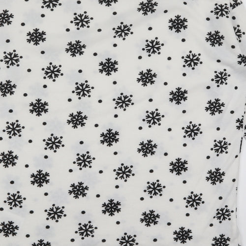 Only Womens White Round Neck  Polyester Pullover Jumper Size L   - Snowflakes
