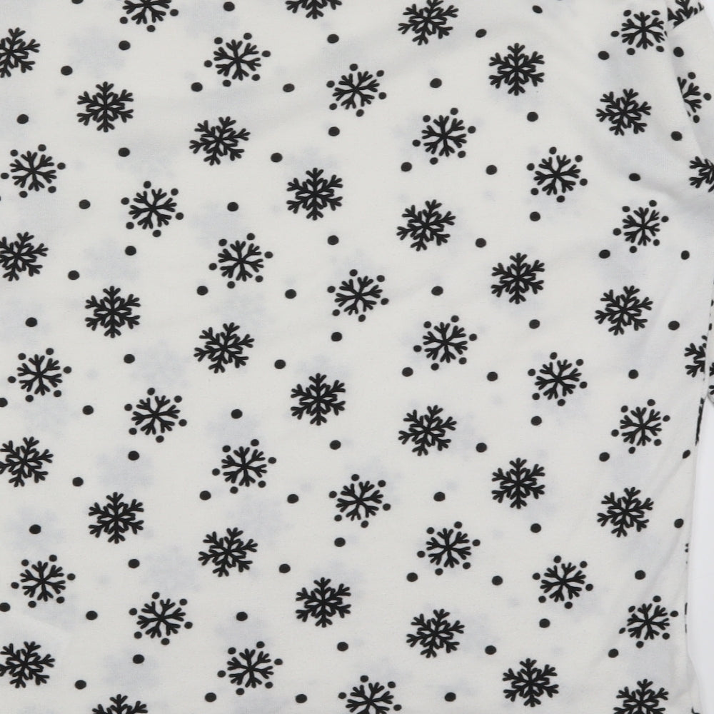 Only Womens White Round Neck  Polyester Pullover Jumper Size L   - Snowflakes