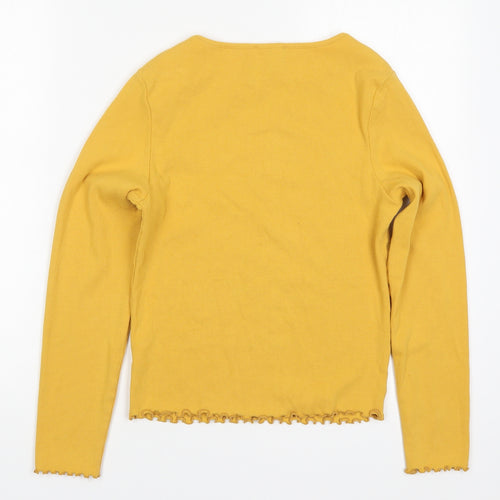 New Look Womens Yellow  Cotton Basic T-Shirt Size 12 Round Neck