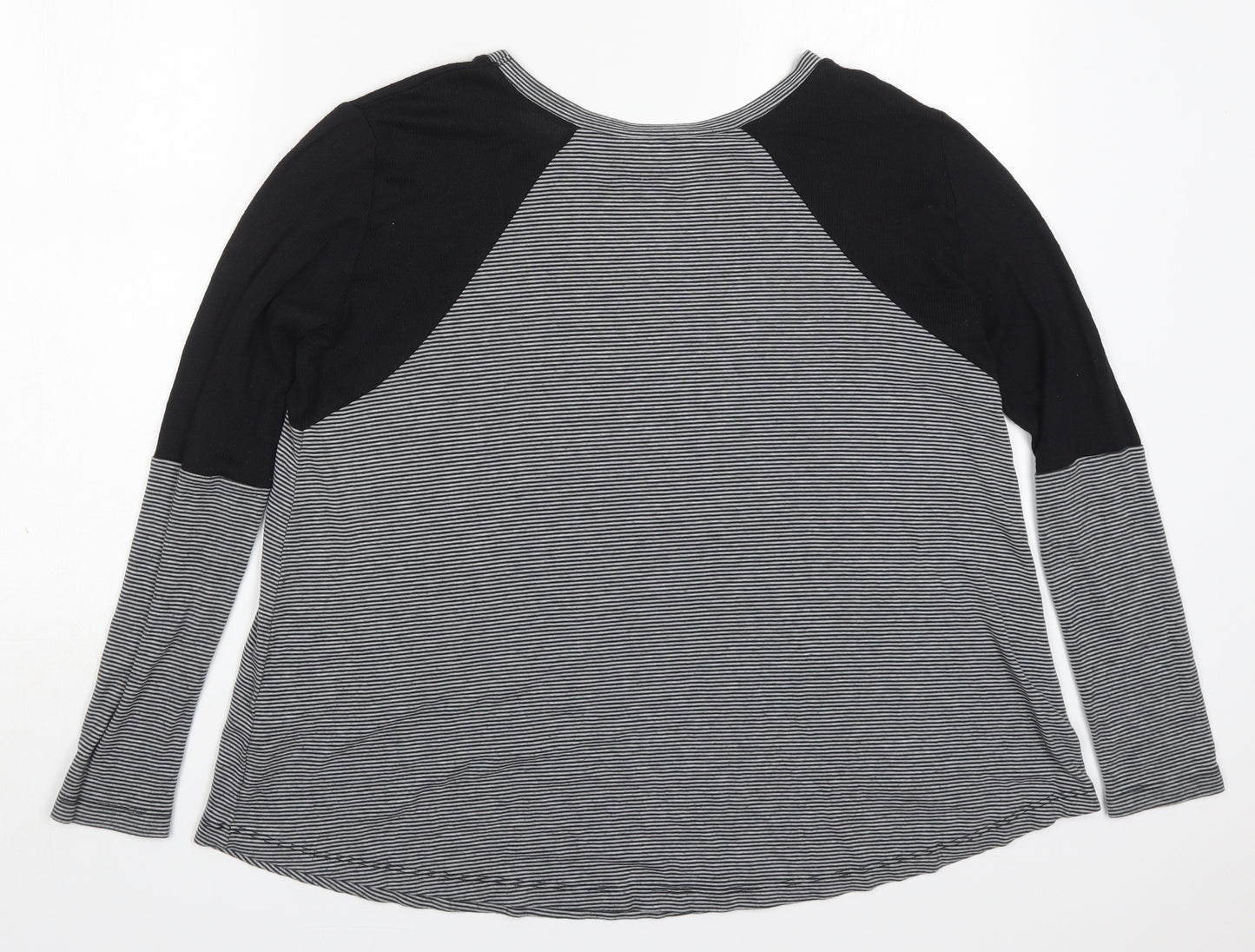 River Island Womens Grey Striped Viscose Basic T-Shirt Size 10 Round Neck