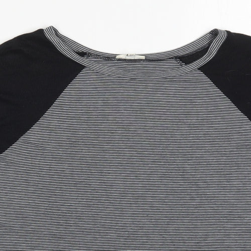 River Island Womens Grey Striped Viscose Basic T-Shirt Size 10 Round Neck