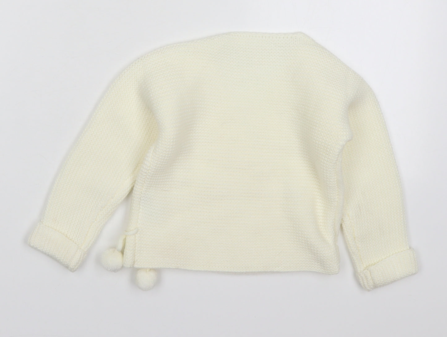 Preworn Girls Ivory  Acrylic Pullover Jumper Size 9-12 Months  Pullover