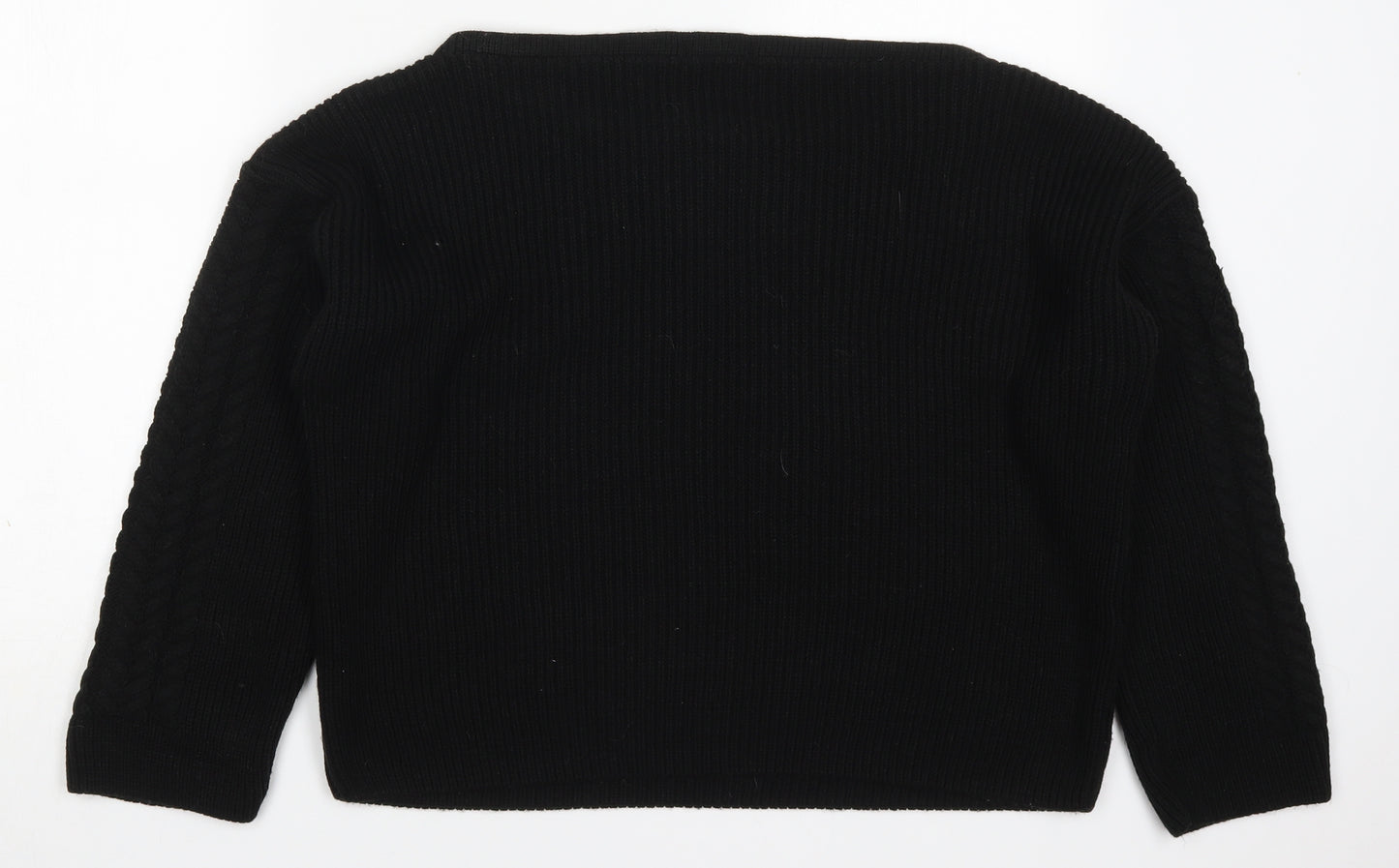 Boohoo Womens Black Round Neck  Acrylic Pullover Jumper Size L