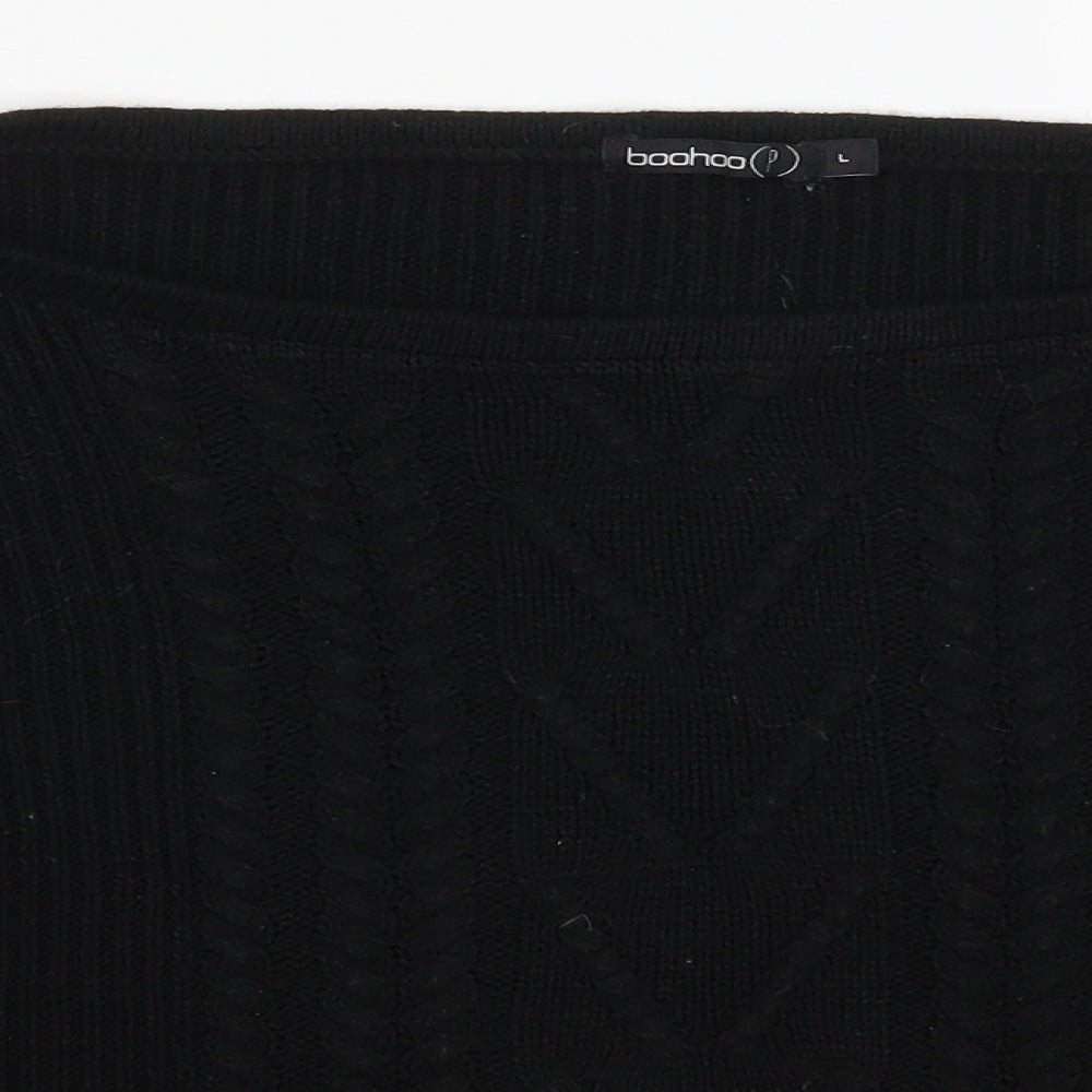 Boohoo Womens Black Round Neck  Acrylic Pullover Jumper Size L