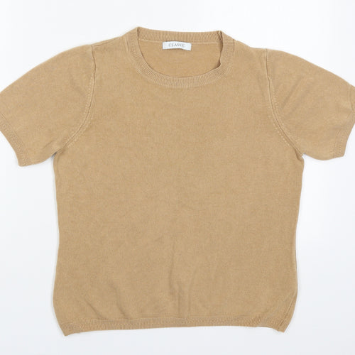Marks and Spencer Womens Beige Round Neck  Acrylic Pullover Jumper Size 12