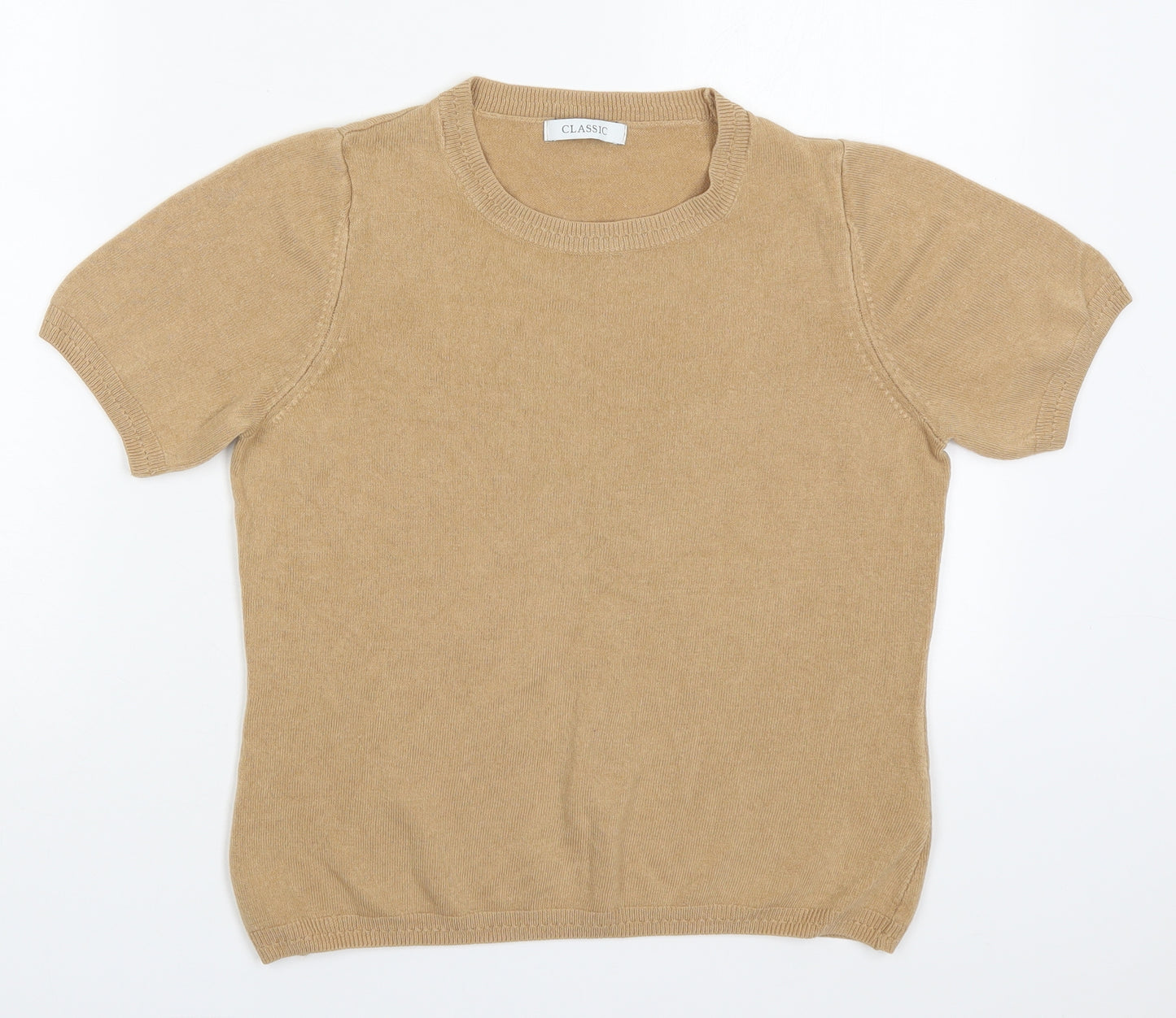 Marks and Spencer Womens Beige Round Neck  Acrylic Pullover Jumper Size 12