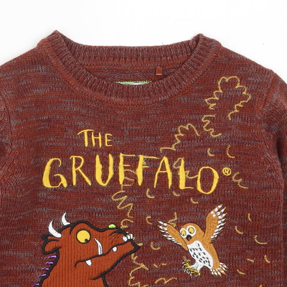 TU Boys Brown Round Neck  Acrylic Pullover Jumper Size 4-5 Years  Pullover - The Gruffalo