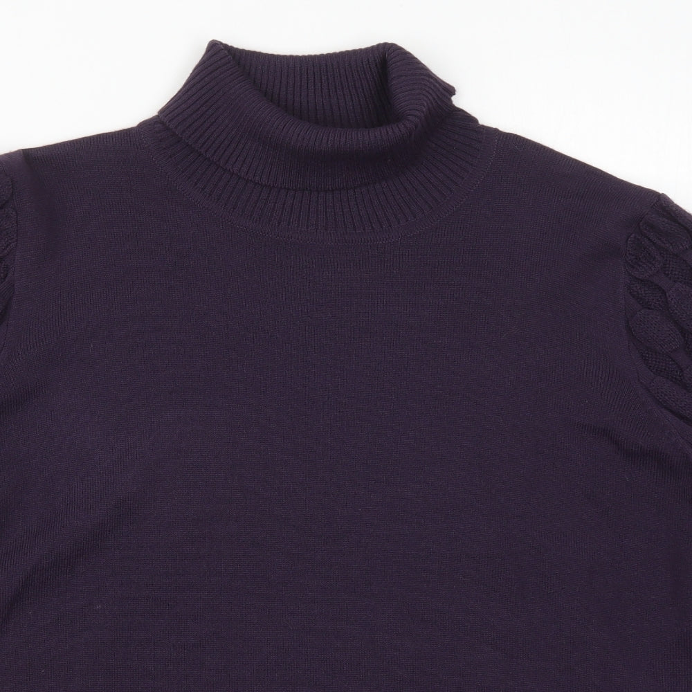 Klass Womens Purple Roll Neck  Acrylic Pullover Jumper Size 2XL