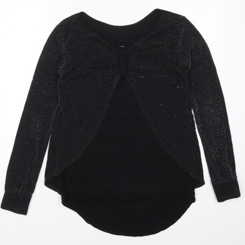 Prague Womens Black  Polyester Basic T-Shirt Size M Round Neck