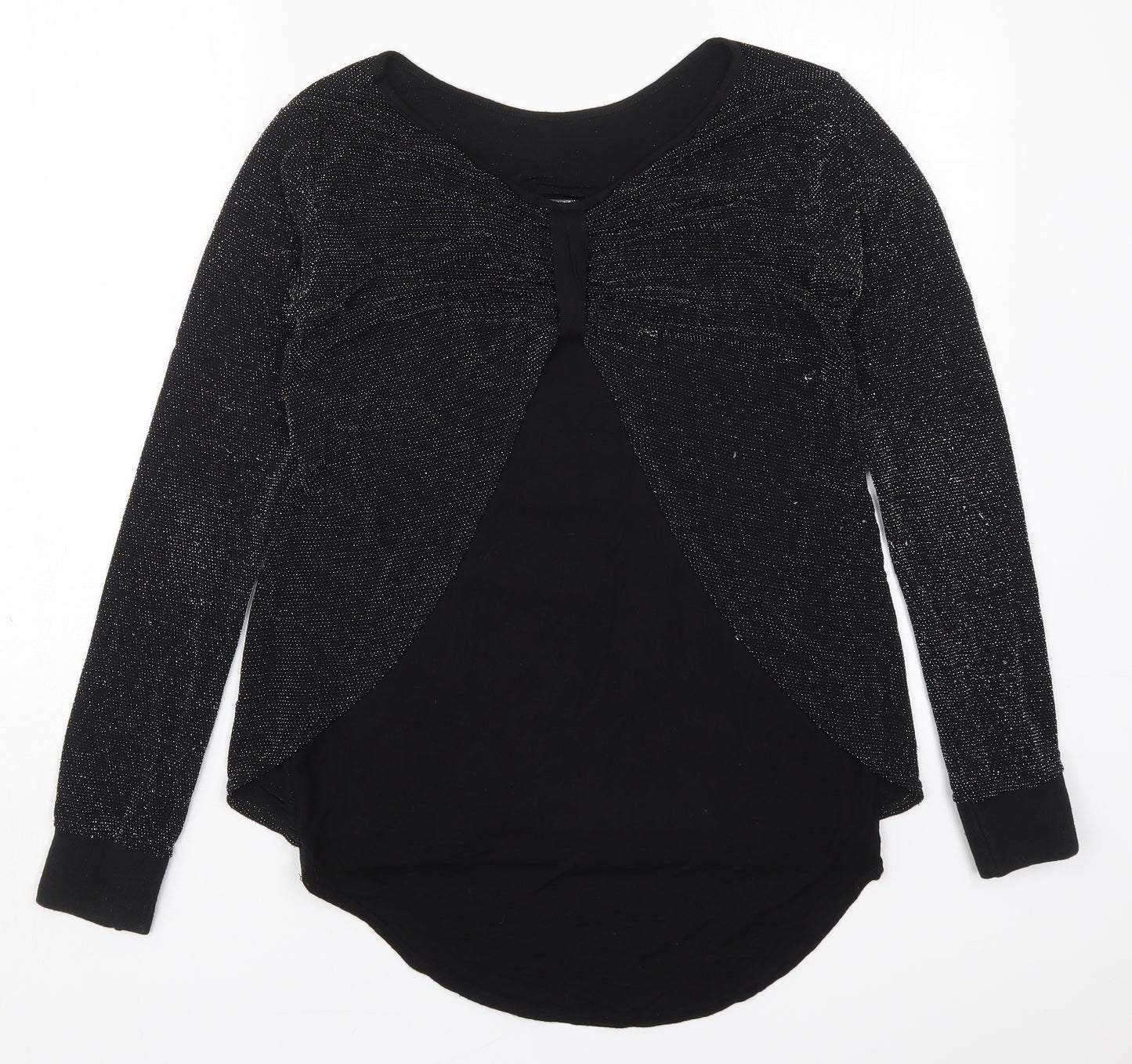 Prague Womens Black  Polyester Basic T-Shirt Size M Round Neck