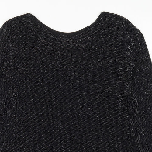 Prague Womens Black  Polyester Basic T-Shirt Size M Round Neck
