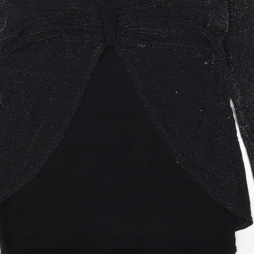 Prague Womens Black  Polyester Basic T-Shirt Size M Round Neck