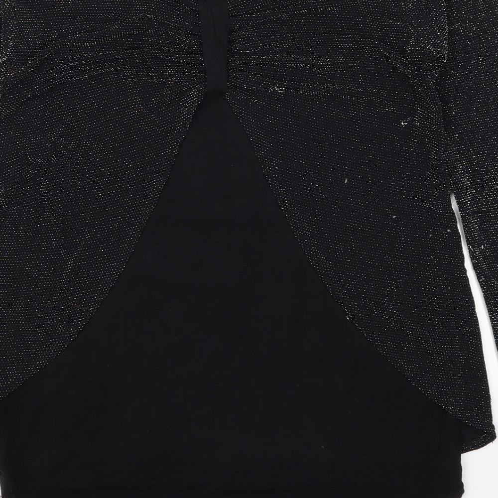 Prague Womens Black  Polyester Basic T-Shirt Size M Round Neck