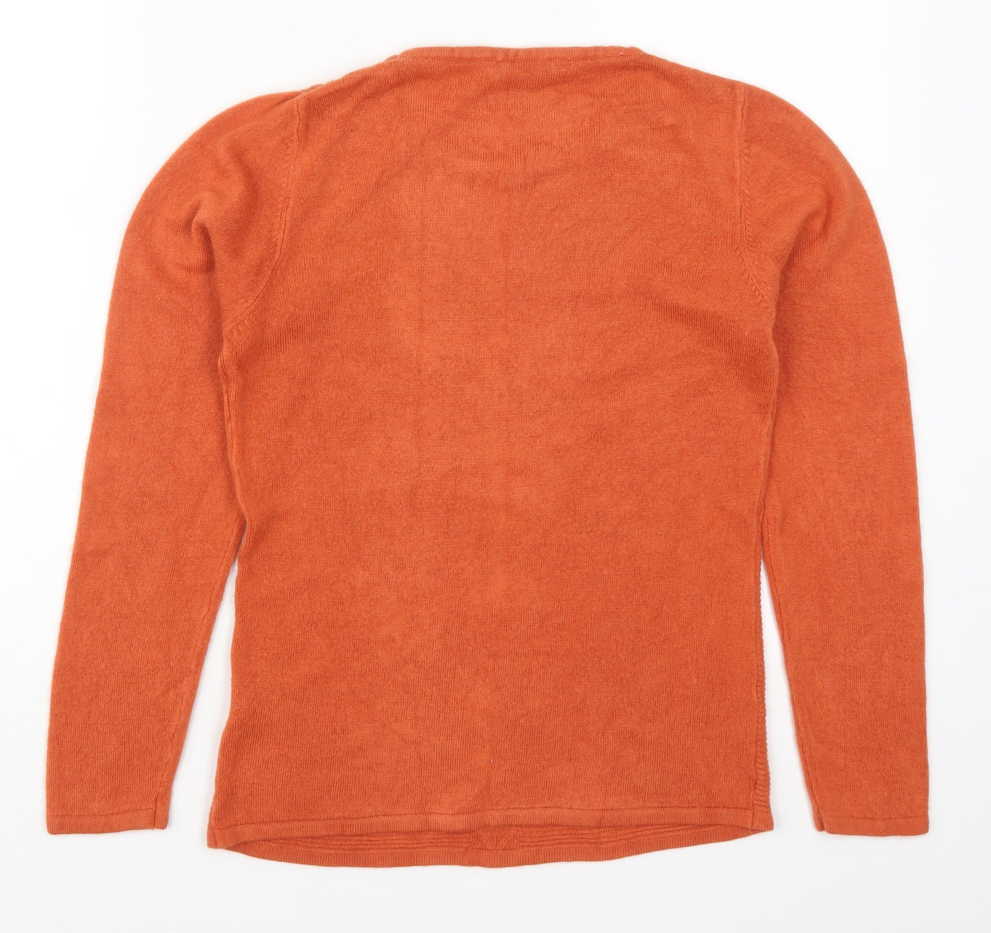 Anna Rose Womens Orange Round Neck  Acrylic Pullover Jumper Size S