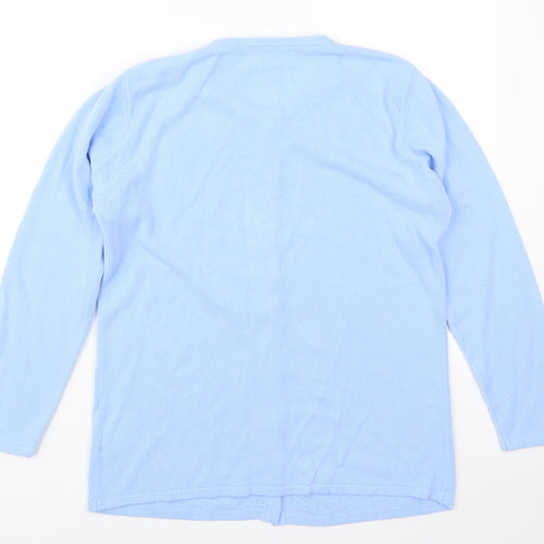 Reflect Womens Blue Round Neck  Acrylic Cardigan Jumper Size M