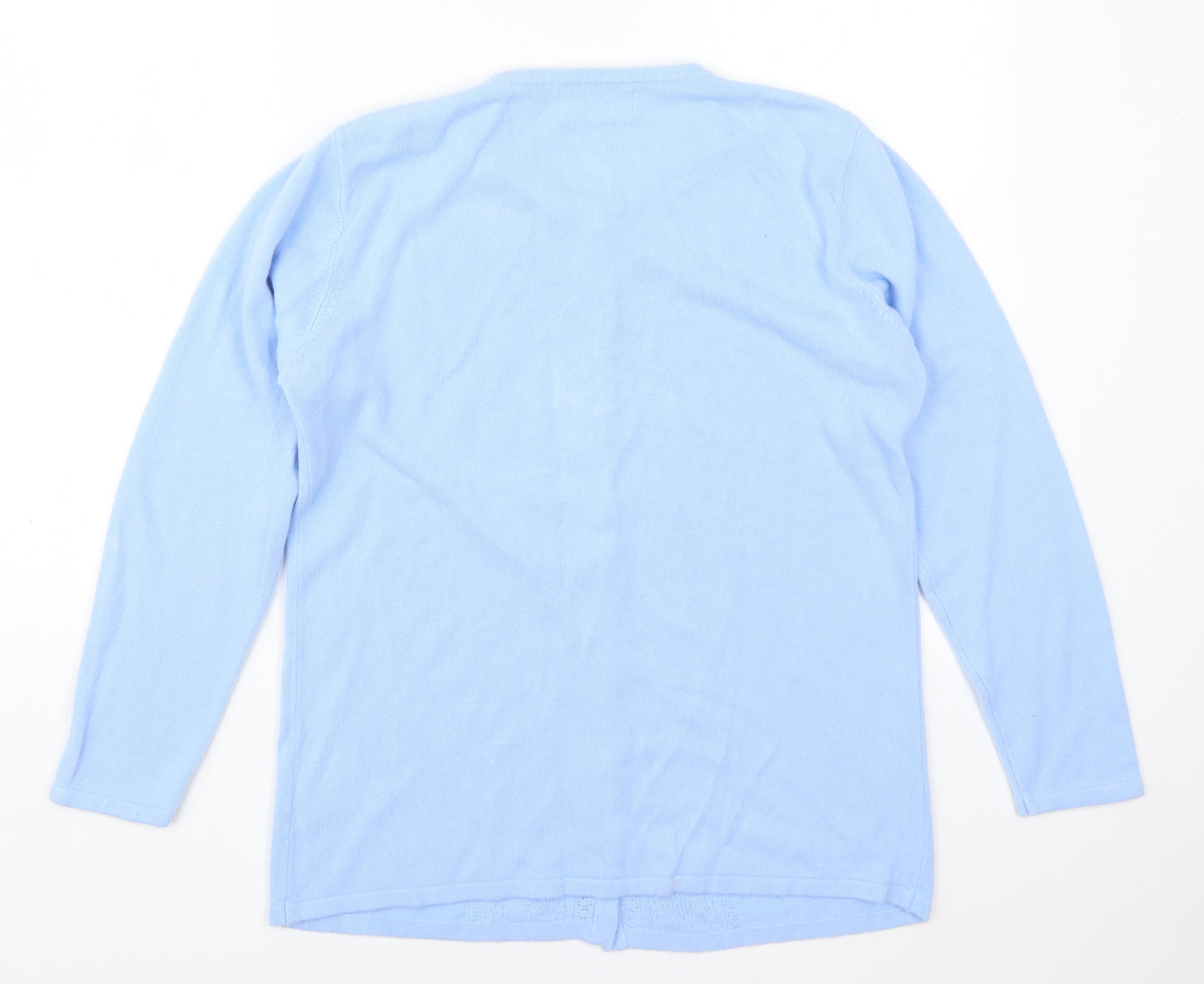 Reflect Womens Blue Round Neck  Acrylic Cardigan Jumper Size M