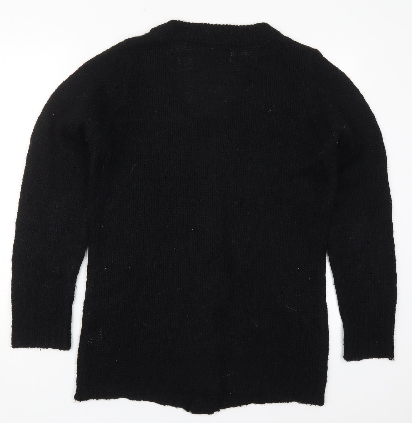 Miss Fiori Womens Black V-Neck  Acrylic Cardigan Jumper Size 18